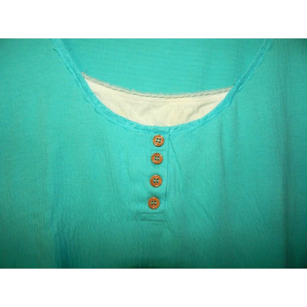 CC HUGHES women's plus size 2X xx-large teal blue short sleeve shirt top t-shirt - Picture 2 of 7